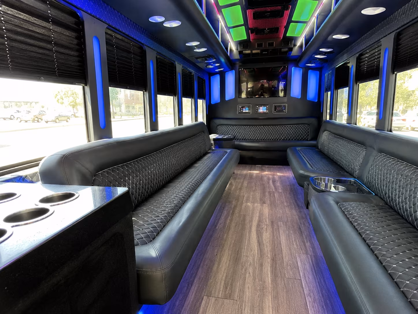 rio rancho 15 passenger party bus inside