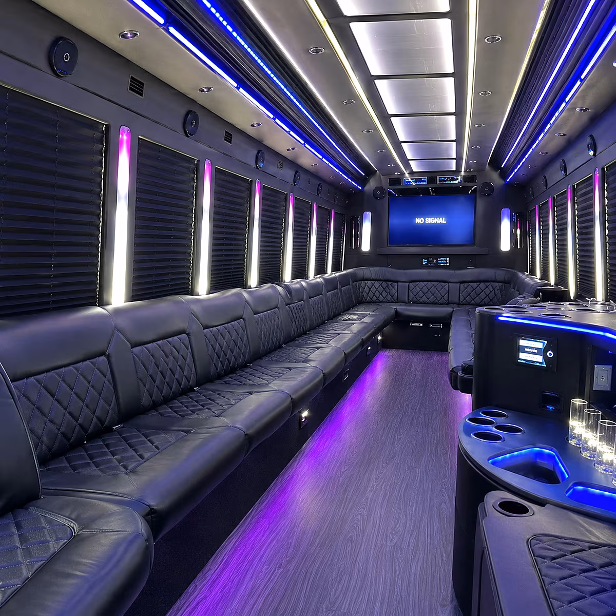 rio rancho 30 passenger party bus inside